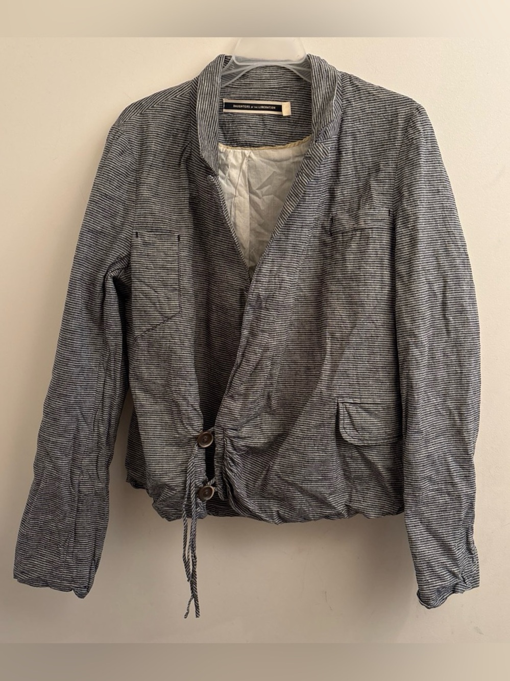 Daughters of the Liberation Striped Linen and Cotton Blazer: Size 10 / Medium